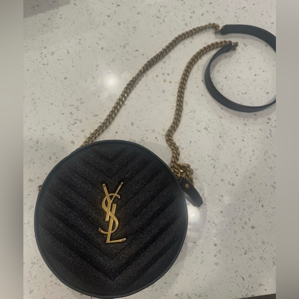 Yves Saint Laurent Black and Gold Crossbody Bag